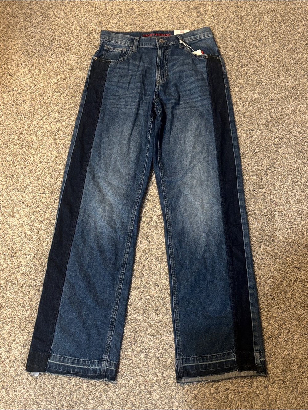 Lucky Brand Wide Leg High Rise Jeans with Dark Side Panels 27 Long